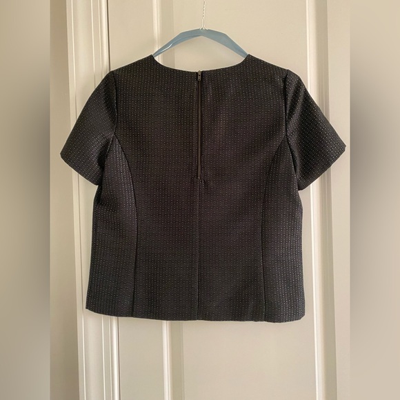 EUC Halogen Short Sleeve Lined Blouse Fully Lined SZ M Black Check Dry Cleaned! - Picture 2 of 8
